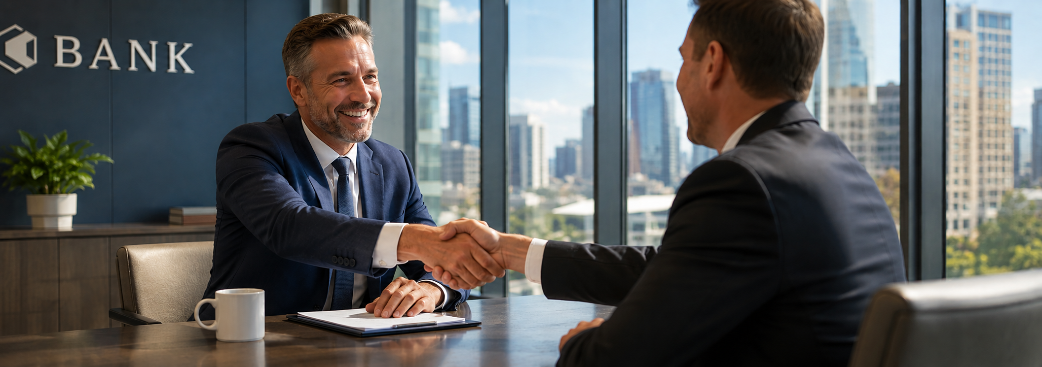 Treasury manager meeting with a business banking client