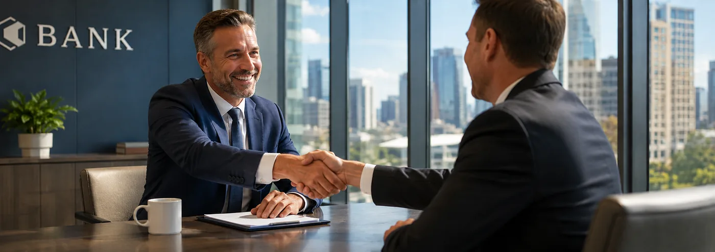Treasury manager meeting with a business banking client