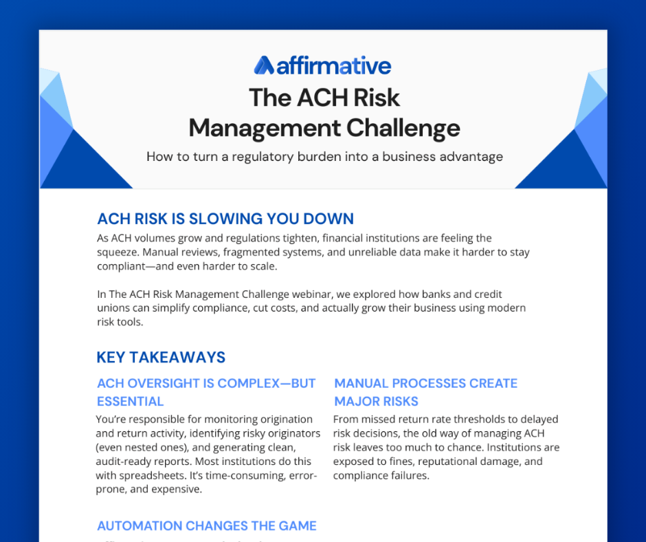 Affirmative's ACH Compliance and Risk Management Challenge Whitepaper