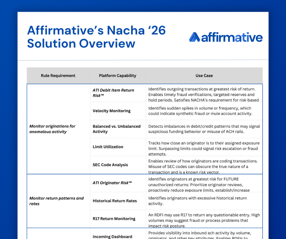 Affirmative Solves for Nacha 2026 Rule Changes